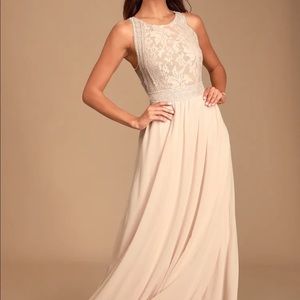 Forever and Always Blush Pink Lace Maxi Dress